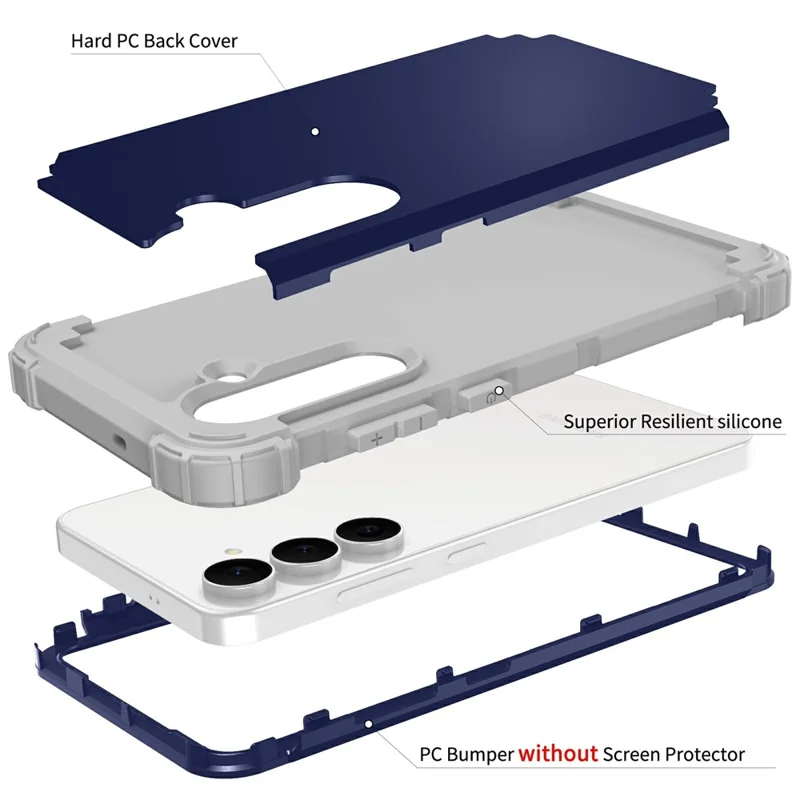 Samsung Galaxy S25 FE hoesje, stootvast, achterkant van PC + TPU - Marineblauw