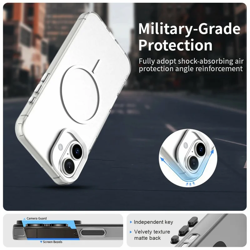 For iPhone 17 Case Candy Color PC + TPU + PET Phone Cover Compatible with MagSafe - White