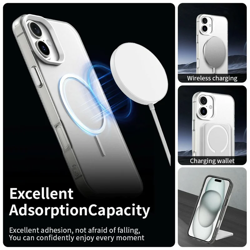 For iPhone 17 Case Candy Color PC + TPU + PET Phone Cover Compatible with MagSafe - White