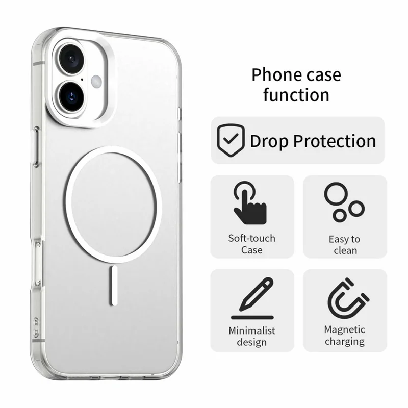 For iPhone 17 Case Candy Color PC + TPU + PET Phone Cover Compatible with MagSafe - White