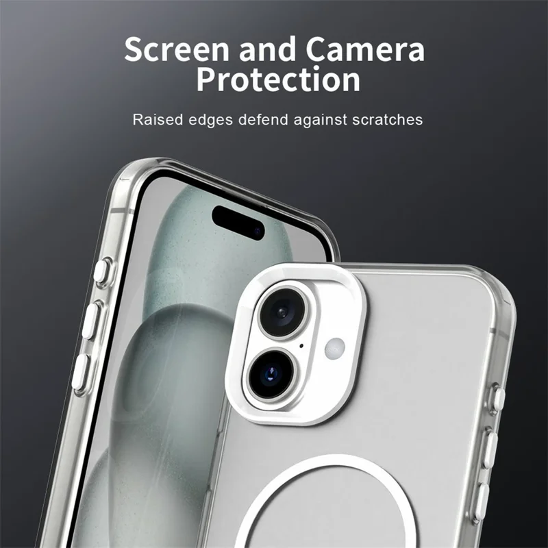 For iPhone 17 Case Candy Color PC + TPU + PET Phone Cover Compatible with MagSafe - White