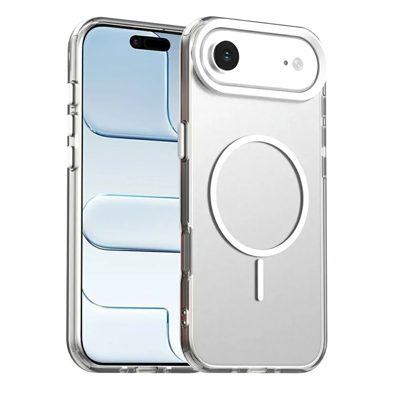 For iPhone Air Case Candy Color PC + TPU + PET Phone Cover Compatible with MagSafe - White