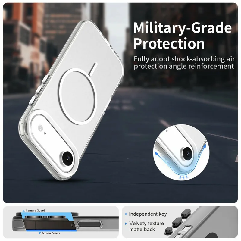 For iPhone Air Case Candy Color PC + TPU + PET Phone Cover Compatible with MagSafe - White