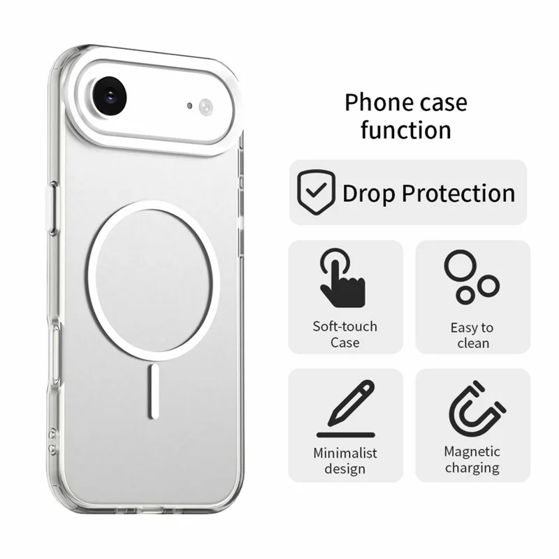 For iPhone Air Case Candy Color PC + TPU + PET Phone Cover Compatible with MagSafe - White