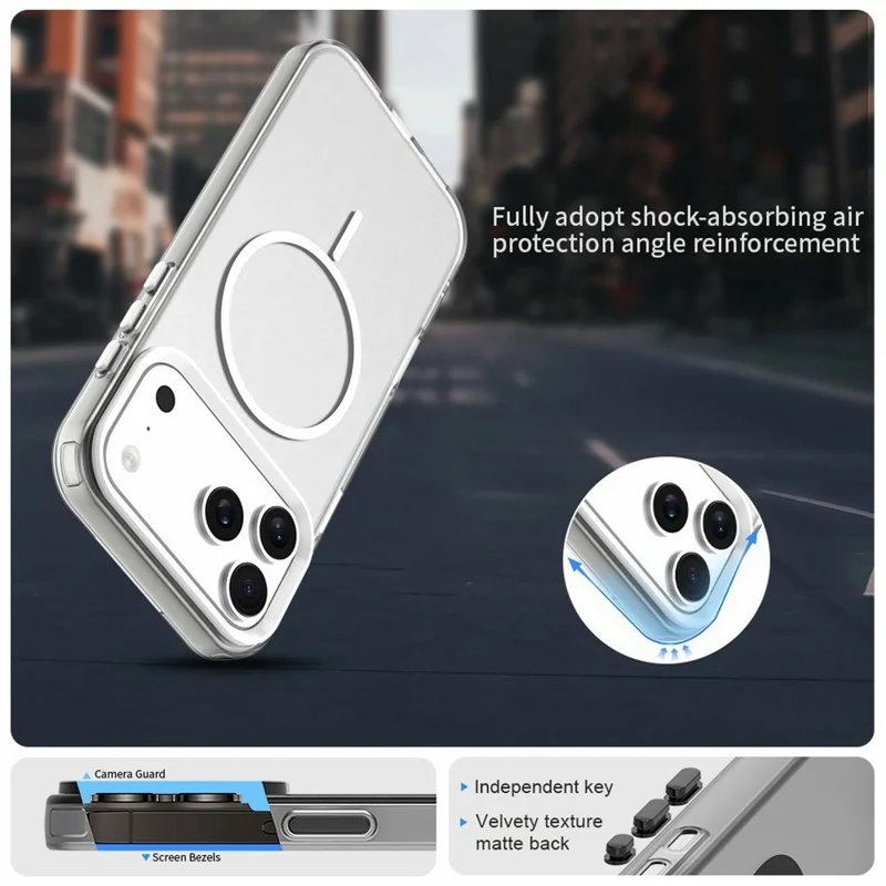 For iPhone 17 Pro Case Candy Color PC + TPU + PET Phone Cover Compatible with MagSafe - White