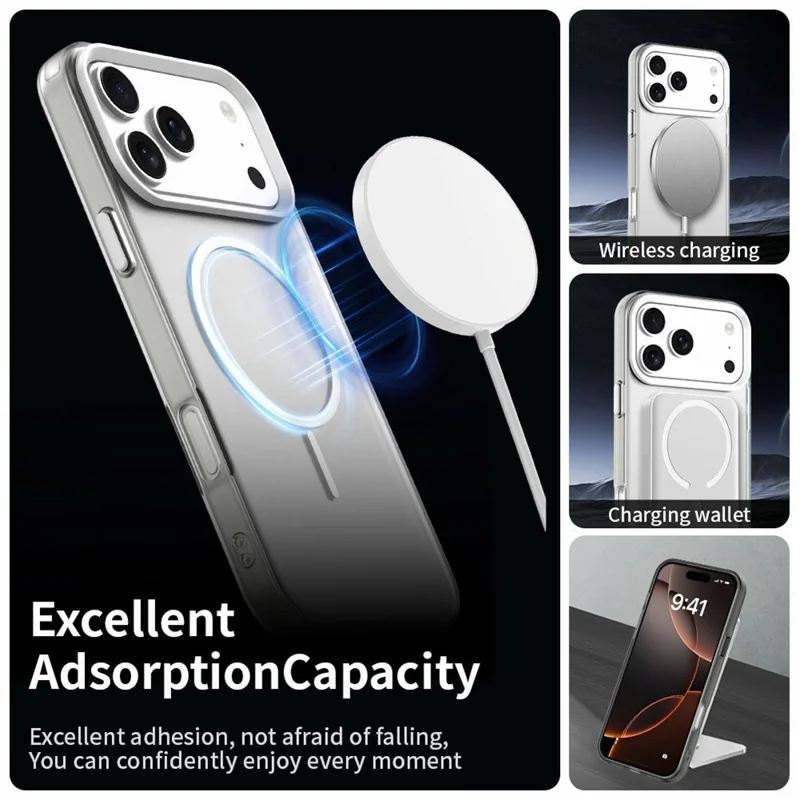 For iPhone 17 Pro Case Candy Color PC + TPU + PET Phone Cover Compatible with MagSafe - White