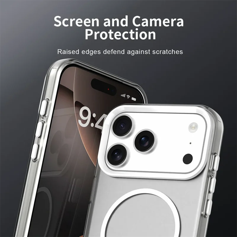 For iPhone 17 Pro Case Candy Color PC + TPU + PET Phone Cover Compatible with MagSafe - White