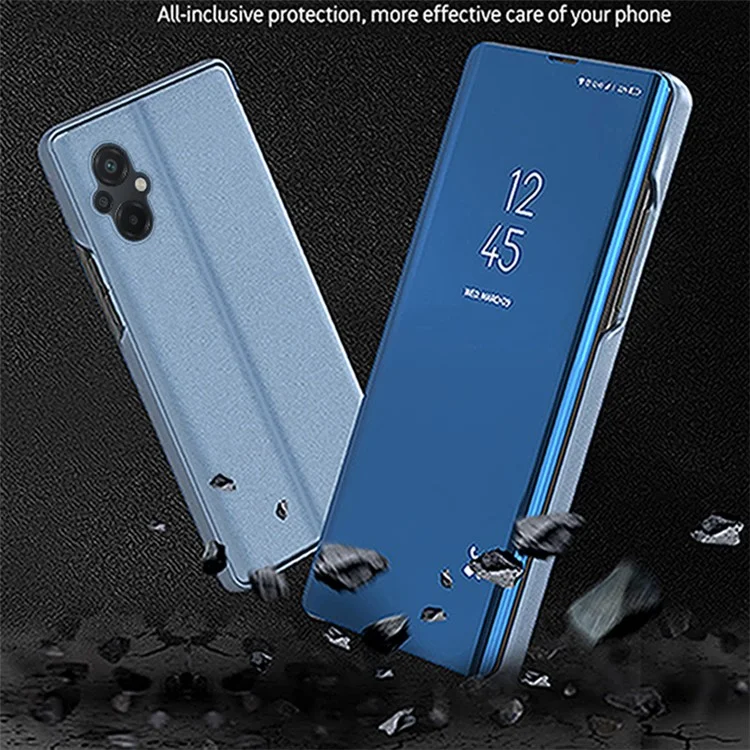 Per Xiaomi Poco M5 4G Surface Surface Elettroplatura di Copertina a Prova di Goccia Design Pun Pie in Pelle PU Custodia - Blu