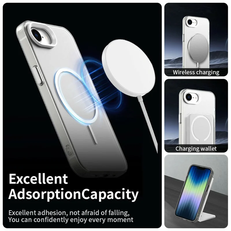 For iPhone 17e / 16e Case Candy Color PC + TPU + PET Phone Cover Compatible with MagSafe - White