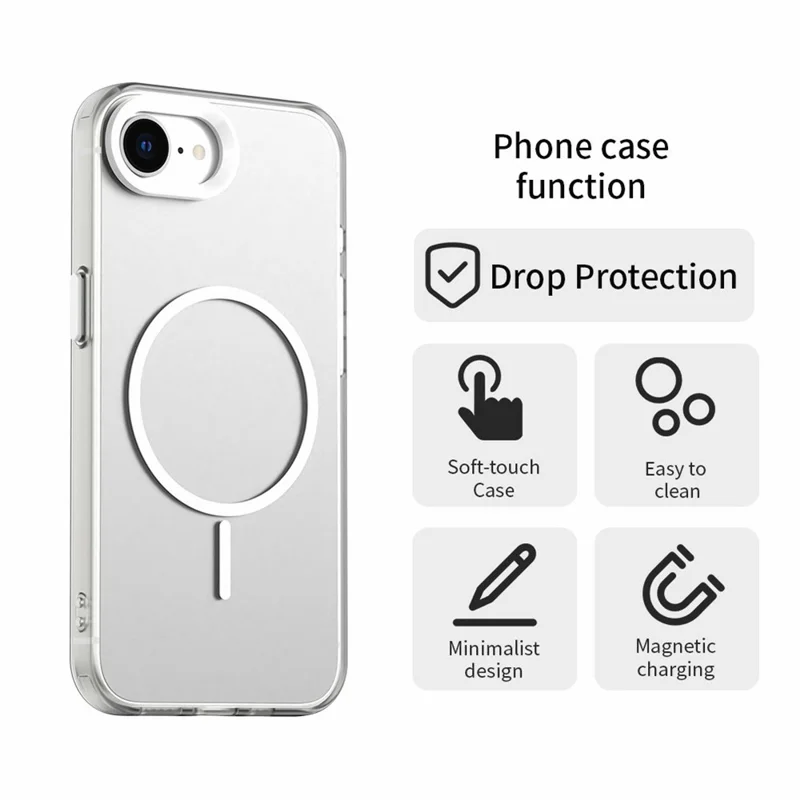 For iPhone 17e / 16e Case Candy Color PC + TPU + PET Phone Cover Compatible with MagSafe - White