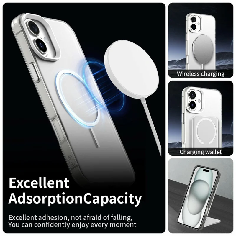 For iPhone 16 Plus Case Candy Color PC + TPU + PET Phone Cover Compatible with MagSafe - White