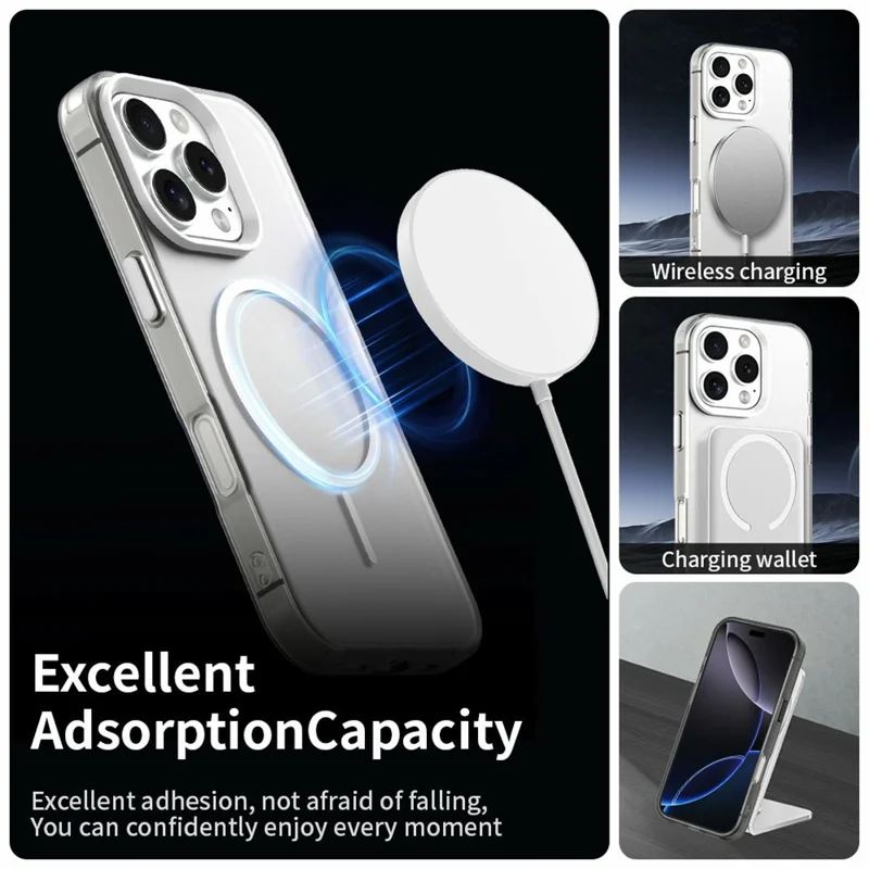 For iPhone 16 Pro Case Candy Color PC + TPU + PET Phone Cover Compatible with MagSafe - White