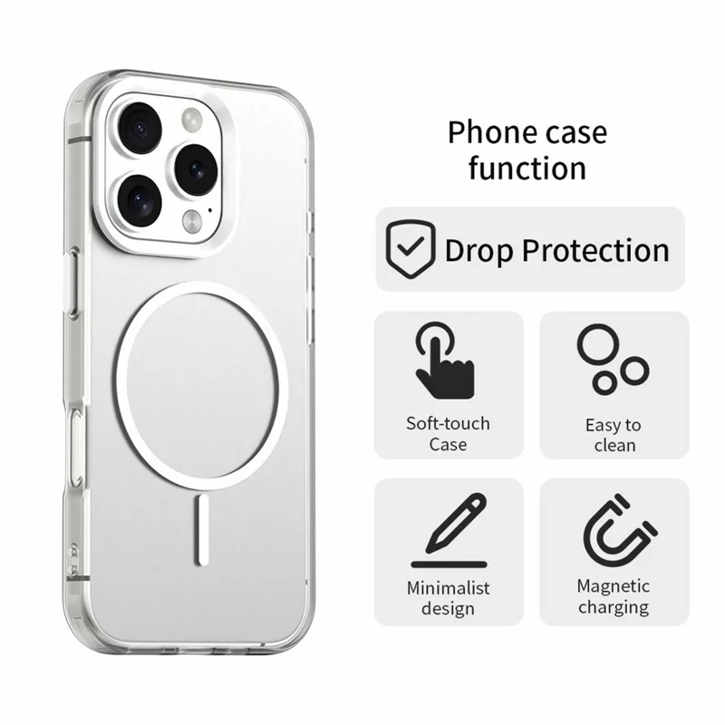 For iPhone 16 Pro Case Candy Color PC + TPU + PET Phone Cover Compatible with MagSafe - White