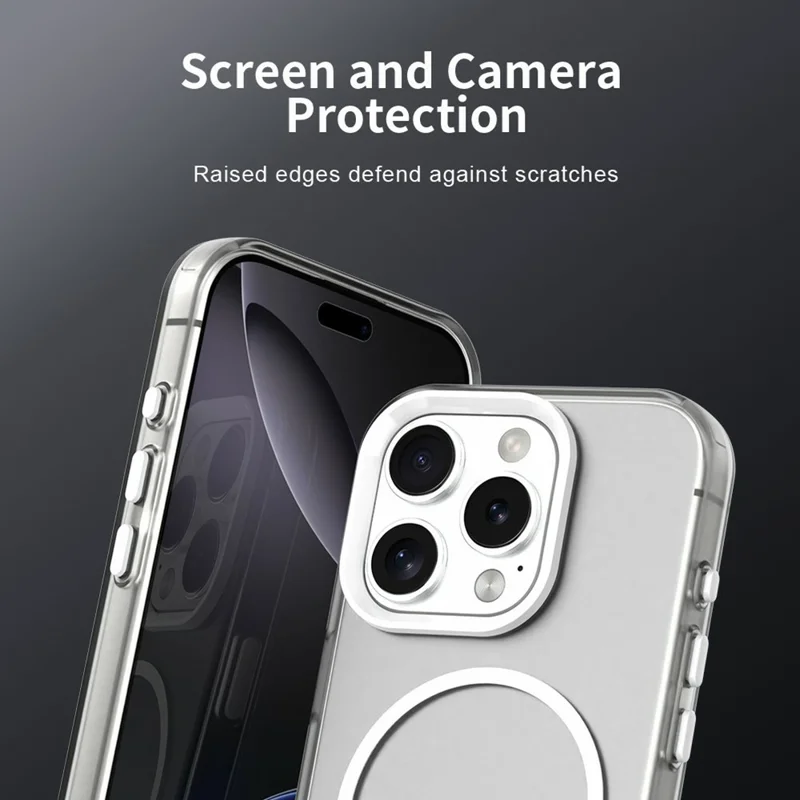 For iPhone 16 Pro Case Candy Color PC + TPU + PET Phone Cover Compatible with MagSafe - White