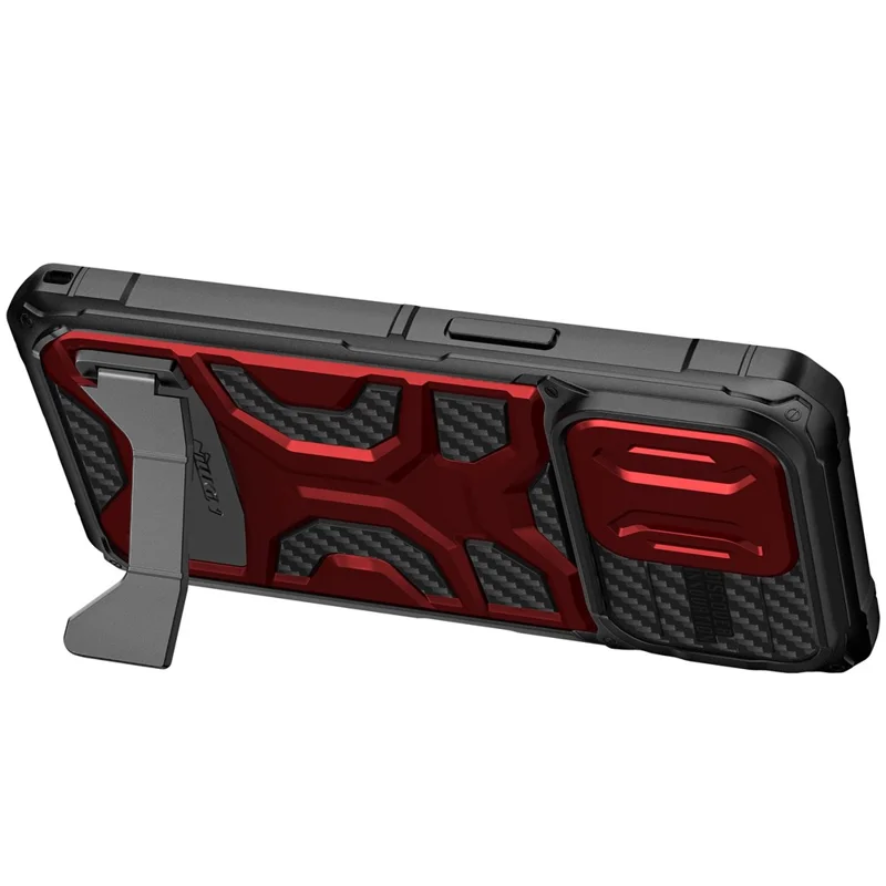 NILLKIN Phone Case Kickstand for iPhone 14 Pro Adventurer Pro TPU+PC Anti-fall Phone Cover with Slide Camera Cover Support Wireless Charging - Red