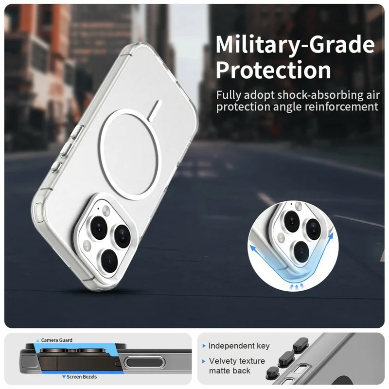 For iPhone 16 Pro Max Case Candy Color PC + TPU + PET Phone Cover Compatible with MagSafe - White