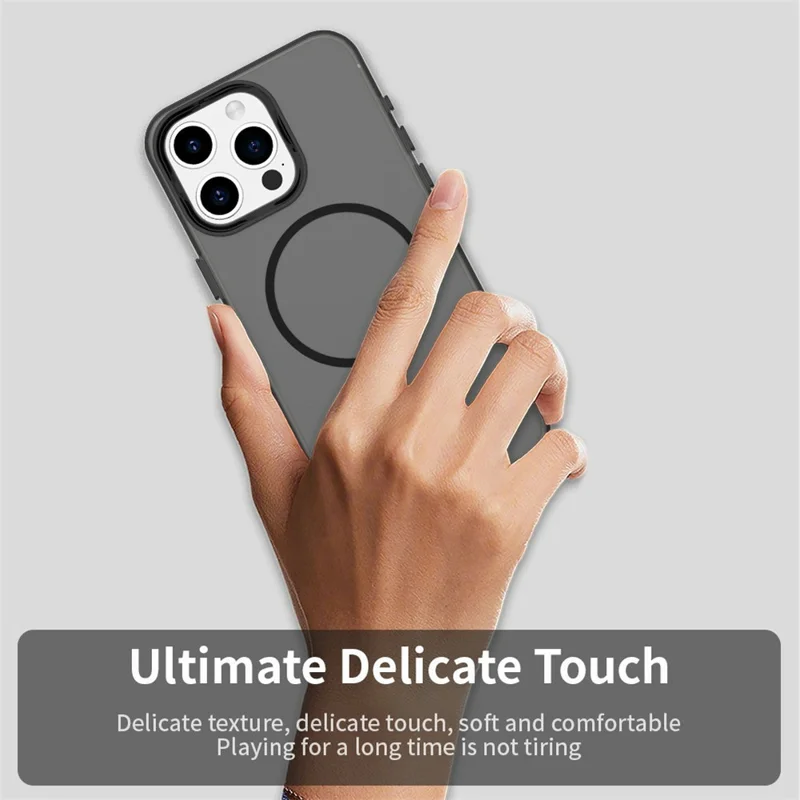 للهاتف iPhone 15 Pro غطاء واقي بألوان حلوى من مادة البولي كربونات + TPU + PET متوافق مع MagSafe - أسود