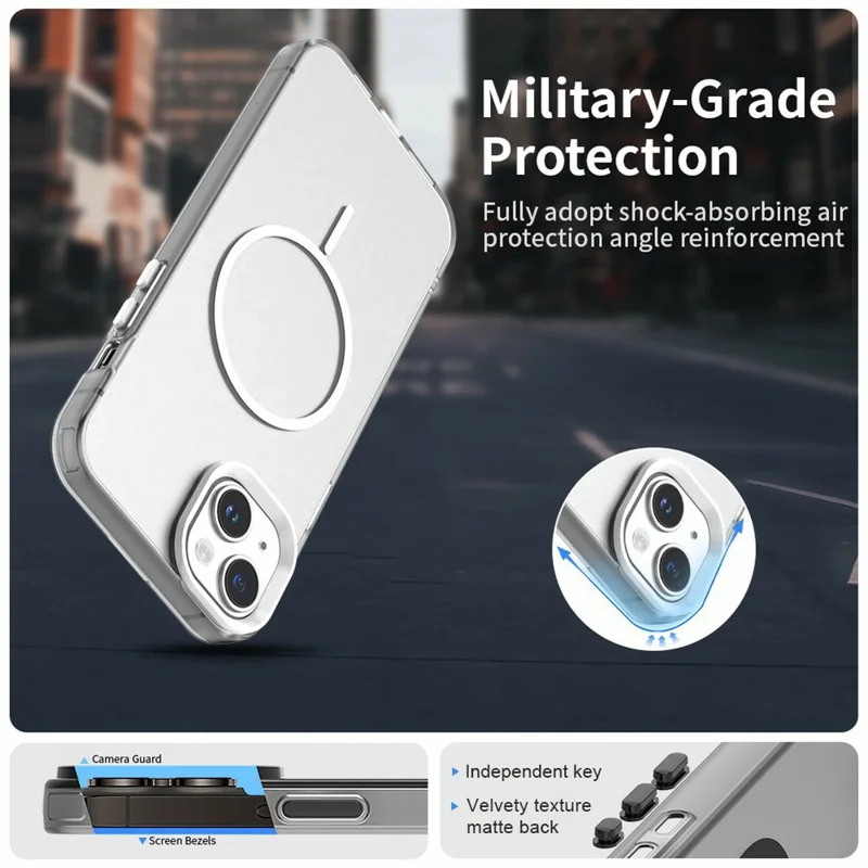 For iPhone 14 Case Candy Color PC + TPU + PET Phone Cover Compatible with MagSafe - White