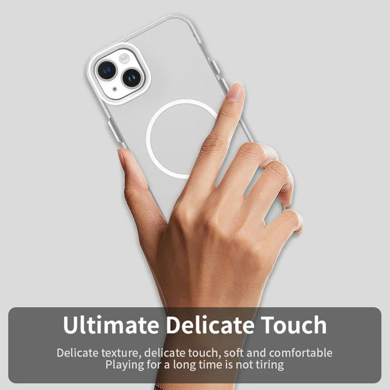 For iPhone 14 Case Candy Color PC + TPU + PET Phone Cover Compatible with MagSafe - White