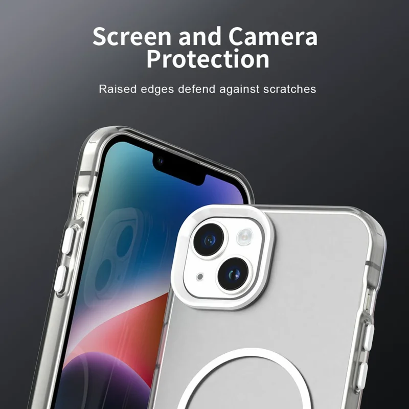 For iPhone 14 Case Candy Color PC + TPU + PET Phone Cover Compatible with MagSafe - White