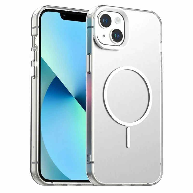 For iPhone 13 Case Candy Color PC + TPU + PET Phone Cover Compatible with MagSafe - White