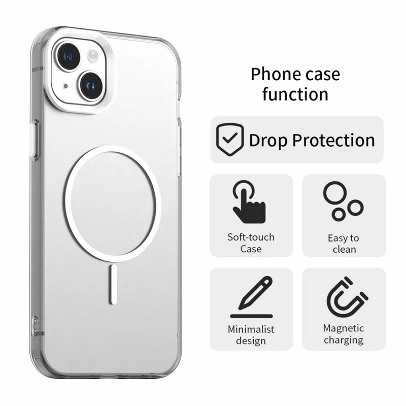 For iPhone 13 Case Candy Color PC + TPU + PET Phone Cover Compatible with MagSafe - White