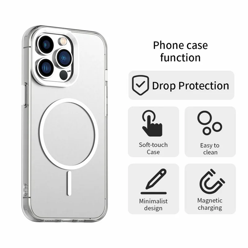 For iPhone 13 Pro Case Candy Color PC + TPU + PET Phone Cover Compatible with MagSafe - White