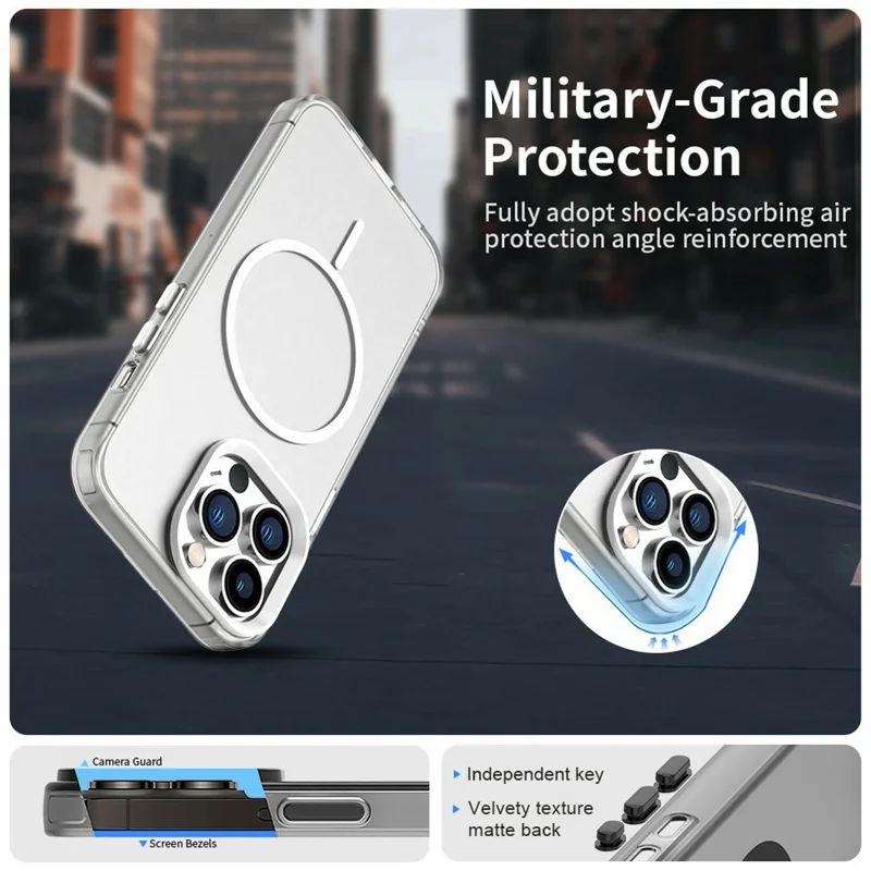 For iPhone 13 Pro Max Case Candy Color PC + TPU + PET Phone Cover Compatible with MagSafe - White