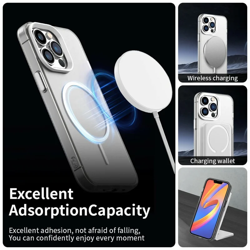 For iPhone 13 Pro Max Case Candy Color PC + TPU + PET Phone Cover Compatible with MagSafe - White