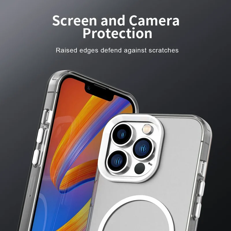 For iPhone 13 Pro Max Case Candy Color PC + TPU + PET Phone Cover Compatible with MagSafe - White