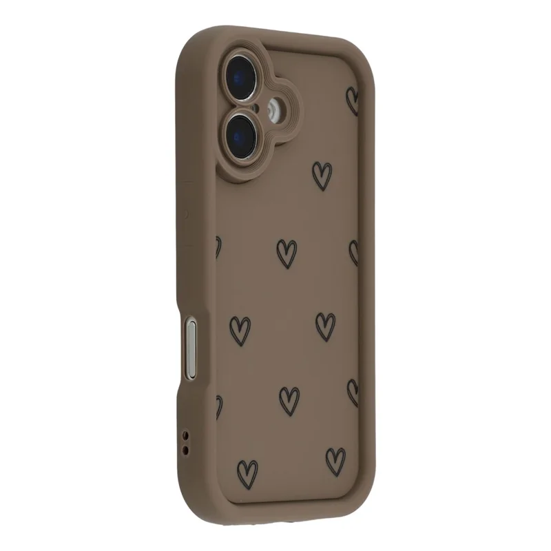 For iPhone 17 Phone Case Heart Pattern TPU Shockproof Protective Cover - Brown