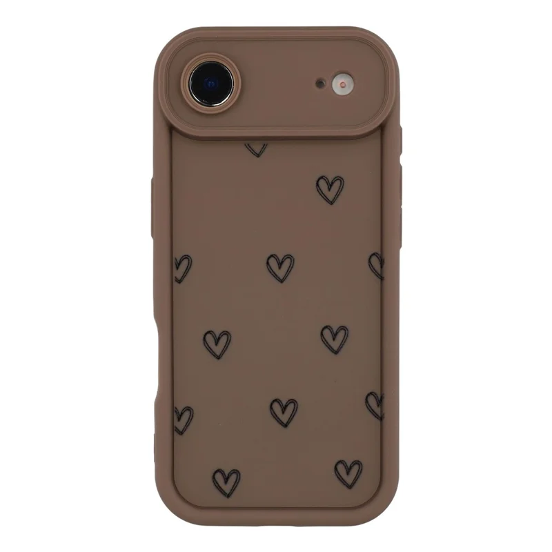 For iPhone Air Phone Case Heart Pattern TPU Shockproof Protective Cover - Brown