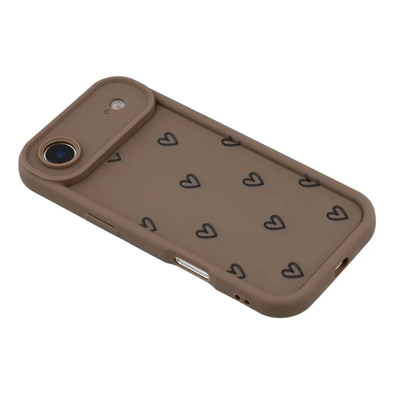 For iPhone Air Phone Case Heart Pattern TPU Shockproof Protective Cover - Brown