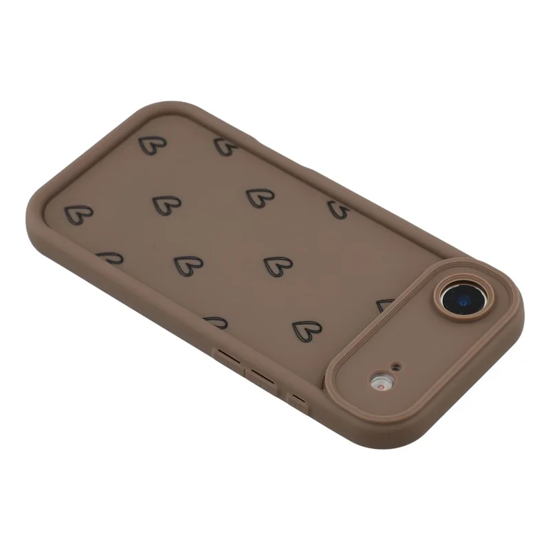 For iPhone Air Phone Case Heart Pattern TPU Shockproof Protective Cover - Brown