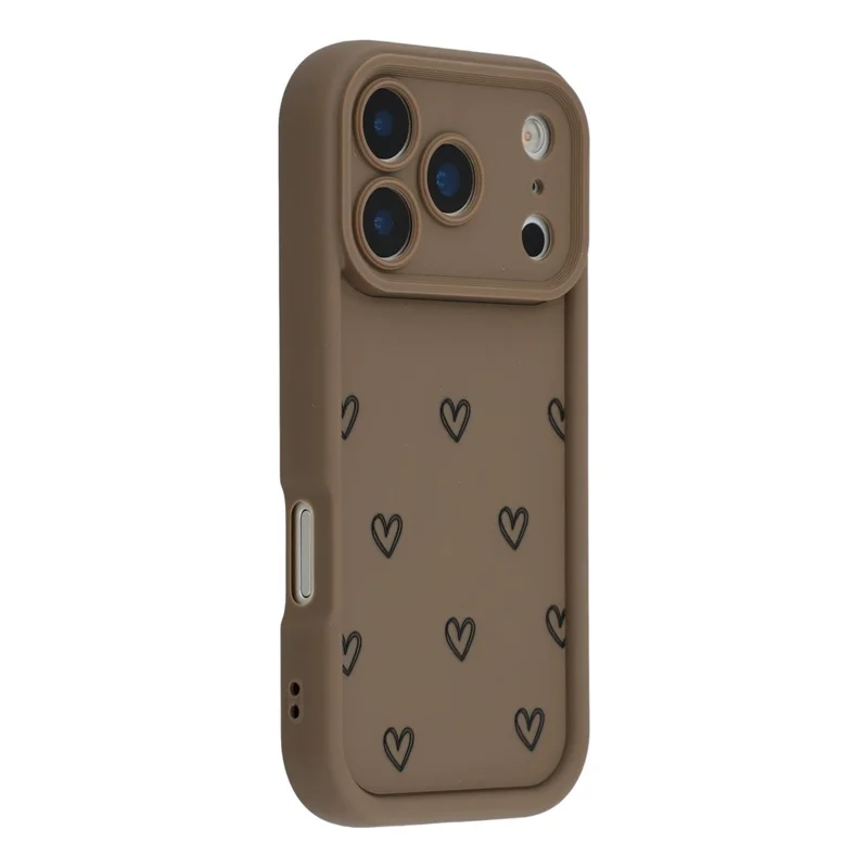 For iPhone 17 Pro Phone Case Heart Pattern TPU Shockproof Protective Cover - Brown