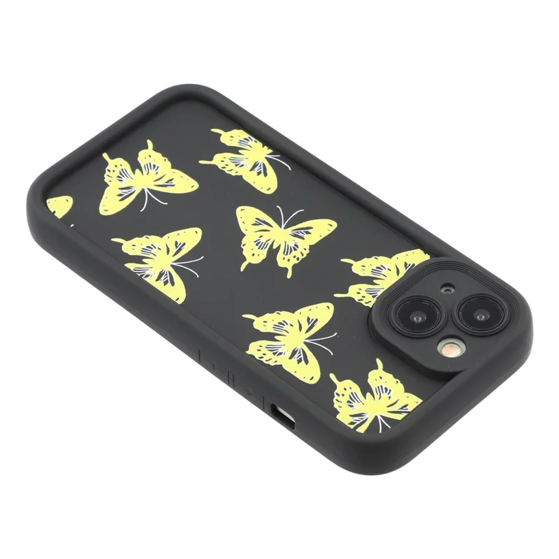 For iPhone 13 Case Butterfly Print TPU Shockproof Phone Back Cover - Yellow