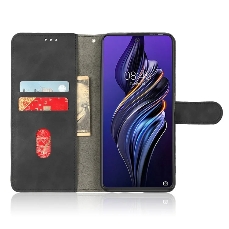 Cubierta Telefónica Para Tecno Pova 3 4G, Funda de Cuero de Cuero Para Sensación de Piel Completamente Envuelta Con la Característica de Cuero Con Stand - Negro