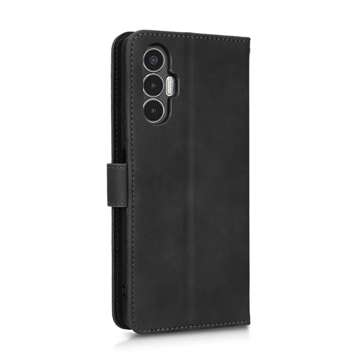 Cubierta Telefónica Para Tecno Pova 3 4G, Funda de Cuero de Cuero Para Sensación de Piel Completamente Envuelta Con la Característica de Cuero Con Stand - Negro