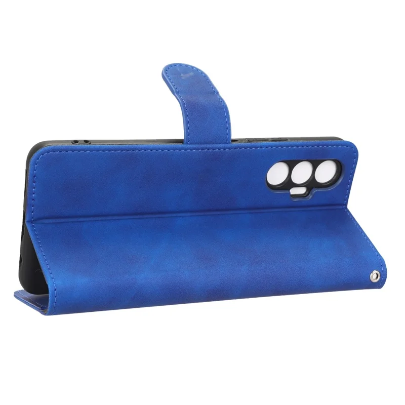 Phone Cover for TECNO Pova 3 4G, Fully Wrapped Skin-Touch Feeling PU Leather Wallet Case with Stand Feature - Blue