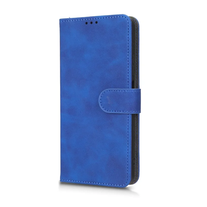 Phone Cover for TECNO Pova 3 4G, Fully Wrapped Skin-Touch Feeling PU Leather Wallet Case with Stand Feature - Blue