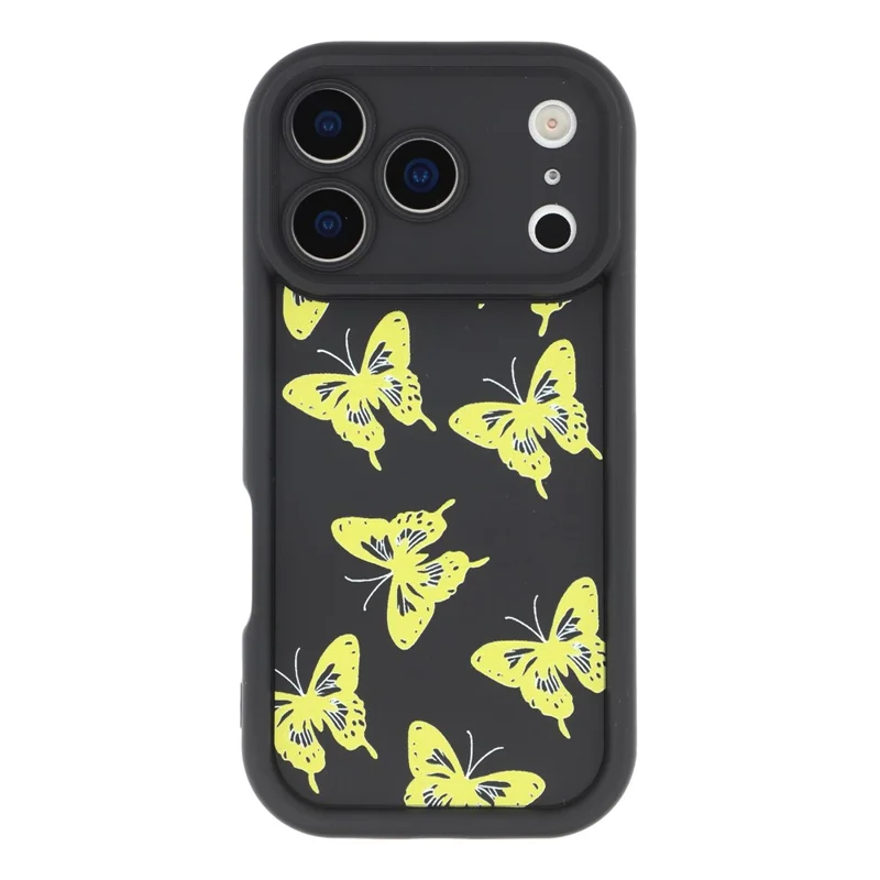 For iPhone 17 Pro Max Case Butterfly Print TPU Shockproof Phone Back Cover - Yellow