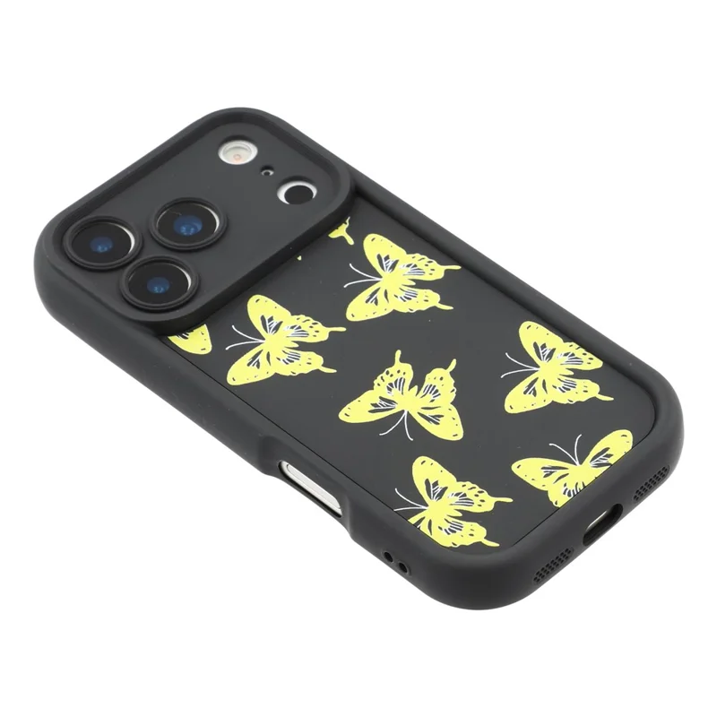 For iPhone 17 Pro Max Case Butterfly Print TPU Shockproof Phone Back Cover - Yellow