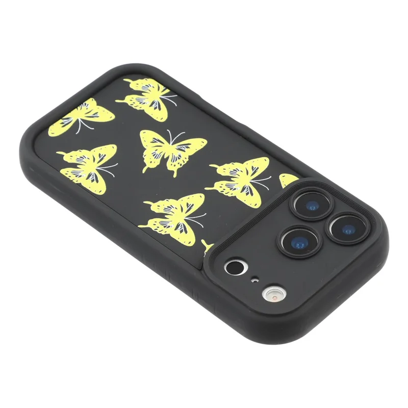 For iPhone 17 Pro Max Case Butterfly Print TPU Shockproof Phone Back Cover - Yellow