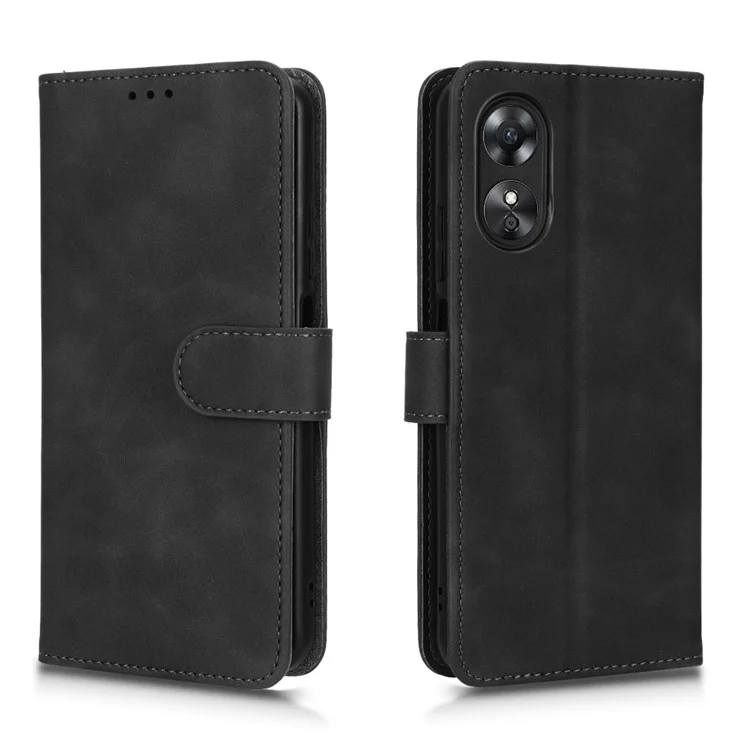 Telefonabdeckung Für Oppo A17 4G, Gut Geschützte Haut-touch-pu-leder-brieftasche Mit Standfunktion - Schwarz