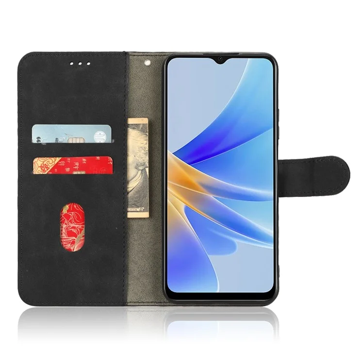 Telefonabdeckung Für Oppo A17 4G, Gut Geschützte Haut-touch-pu-leder-brieftasche Mit Standfunktion - Schwarz