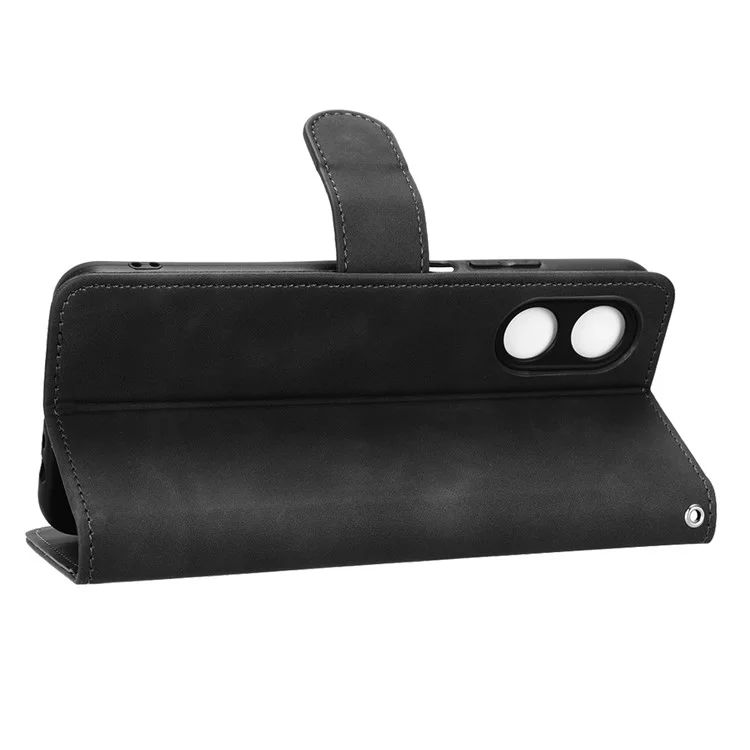 Telefonabdeckung Für Oppo A17 4G, Gut Geschützte Haut-touch-pu-leder-brieftasche Mit Standfunktion - Schwarz