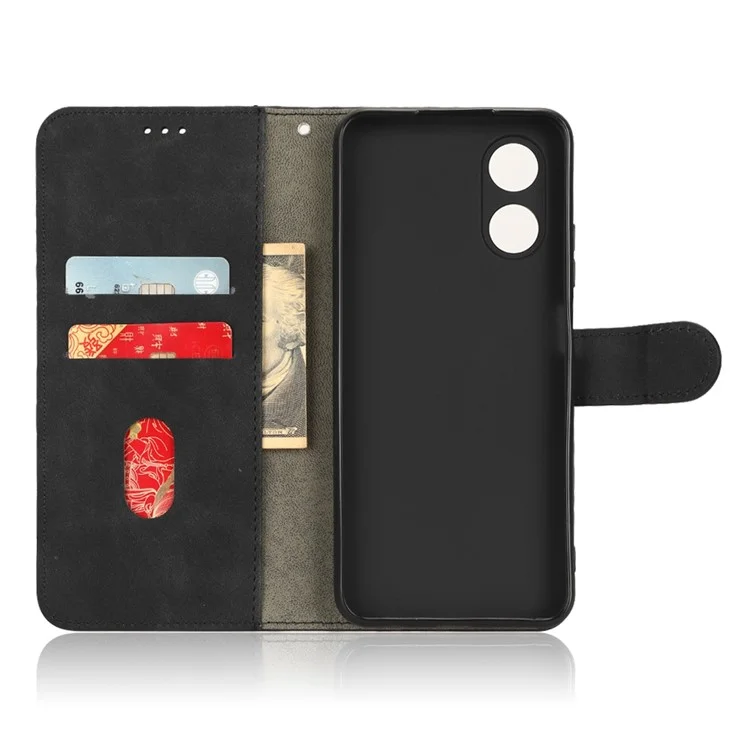 Telefonabdeckung Für Oppo A17 4G, Gut Geschützte Haut-touch-pu-leder-brieftasche Mit Standfunktion - Schwarz