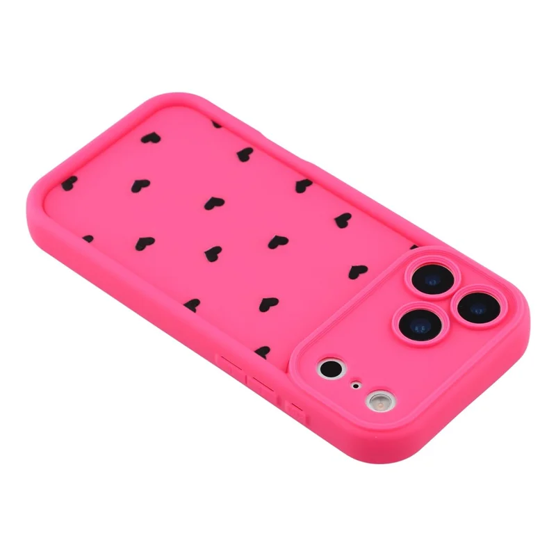 For iPhone 17 Pro Case Heart Pattern TPU Phone Cover with Stepped Edge - Rose