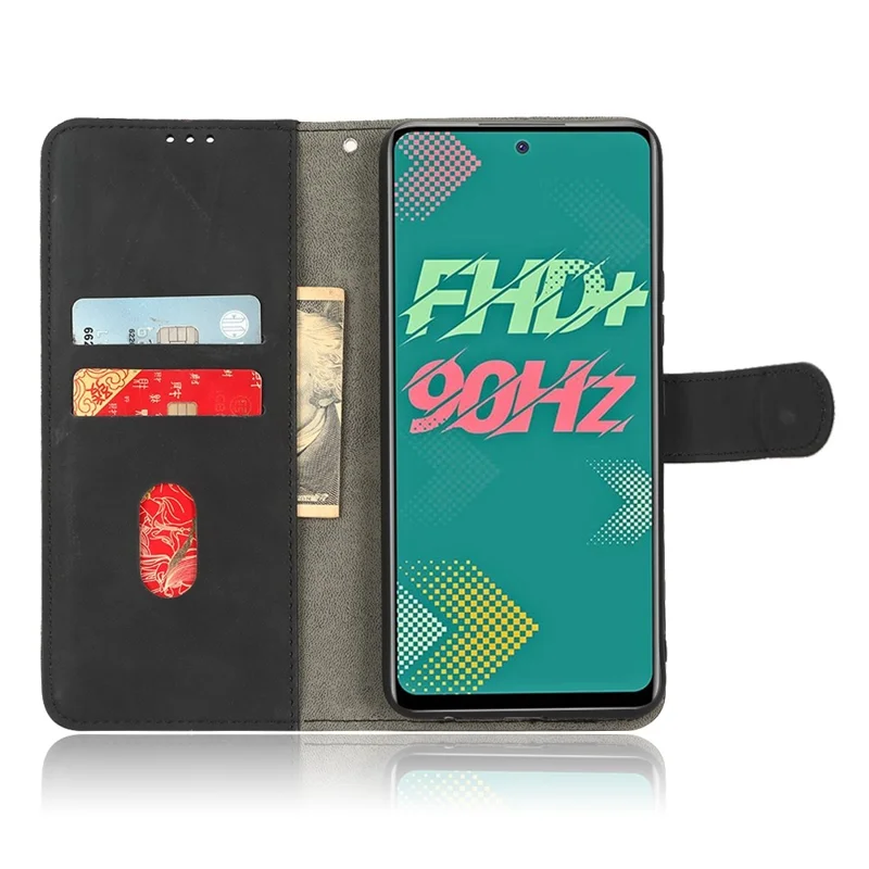 Phone Cover for Infinix Hot 11s, Magnetic Clasp Skin-Touch Feeling PU Leather Wallet Case with Stand Feature - Black