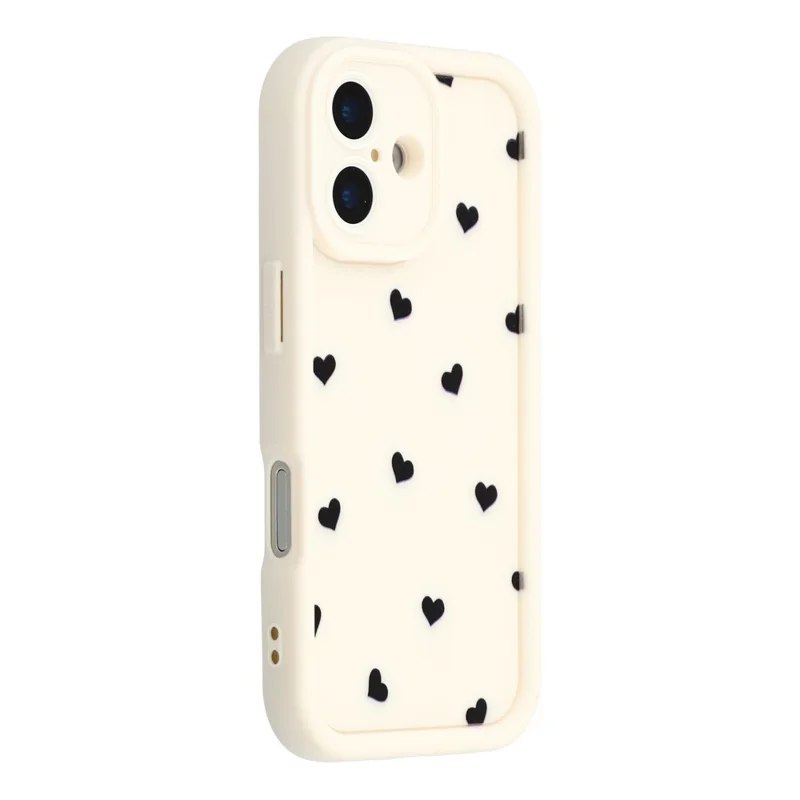 For iPhone 17 Case Heart Pattern TPU Phone Cover with Stepped Edge - White